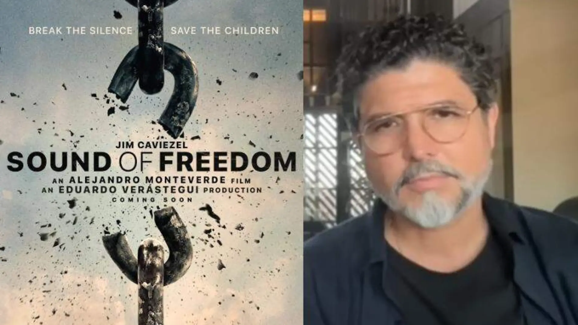 El tampiqueño Alejandro Monteverde es el director de la película Sound of Freedom, producida por Eduardo Verástegui Facebook y Captura de pantalla YouTube Angel Studios